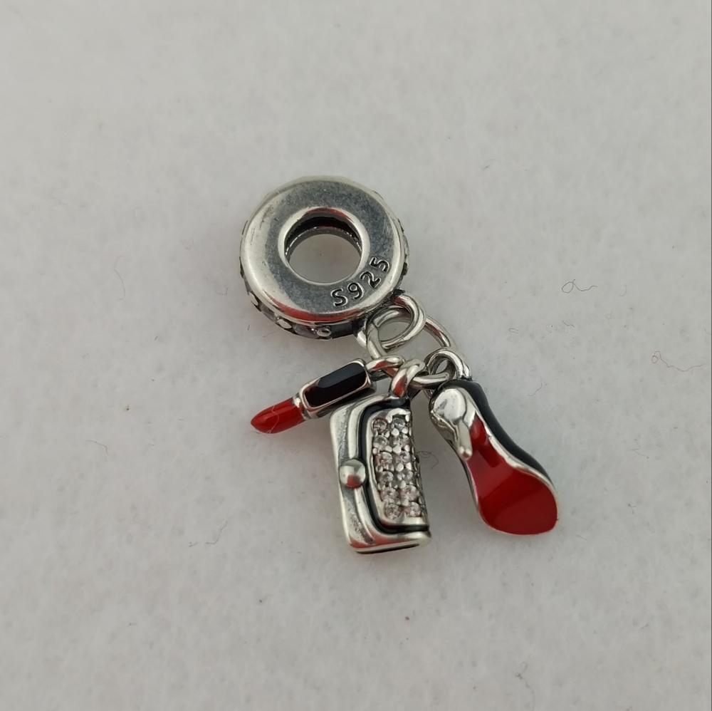 Sterling Silver Charm S925 Fashion Makeup Girl Bracelet Charm